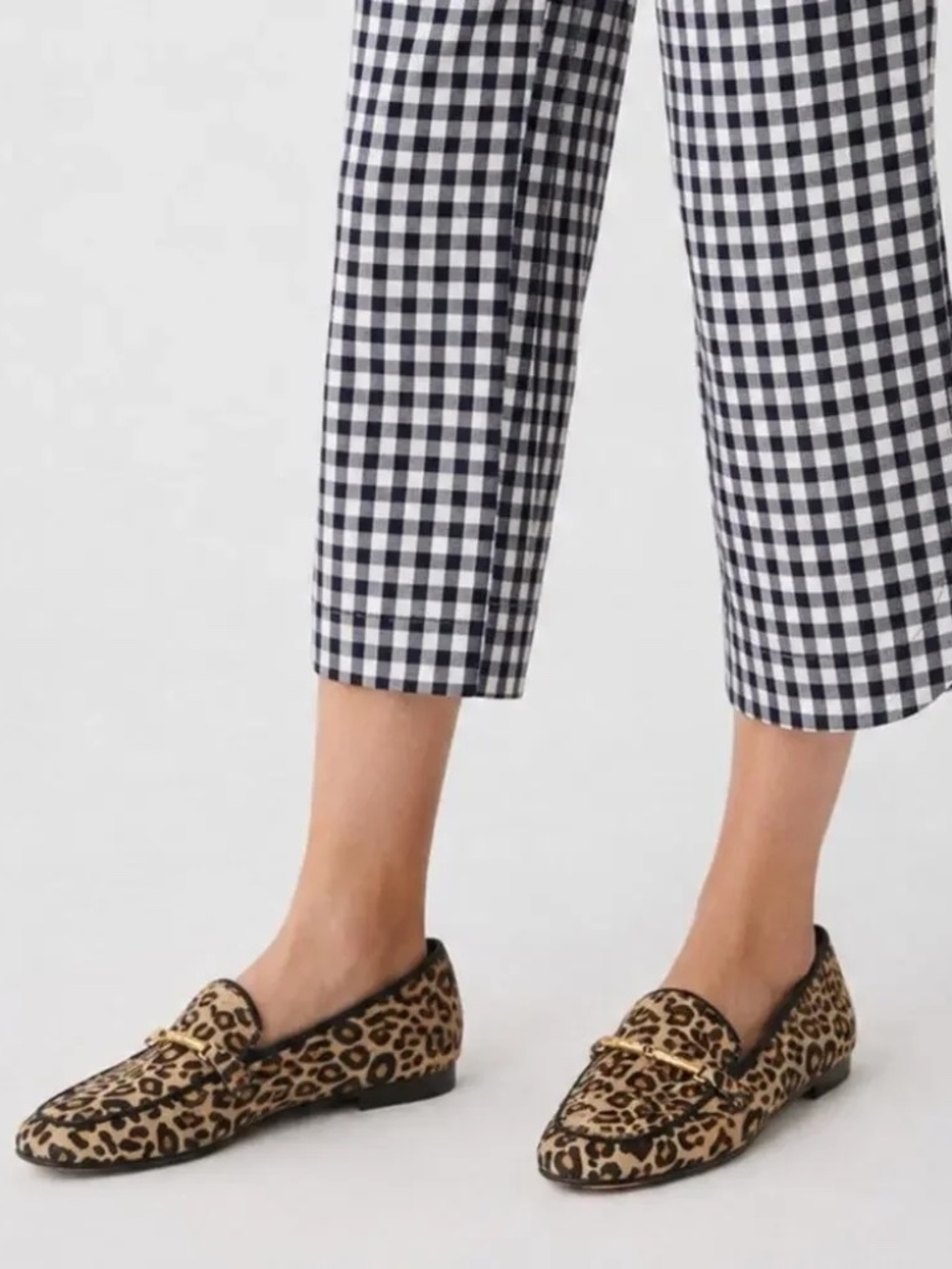 J. McLaughlin Dillon Calf Hair Leopard Print Leather Loafers Size 8.5 Officewear